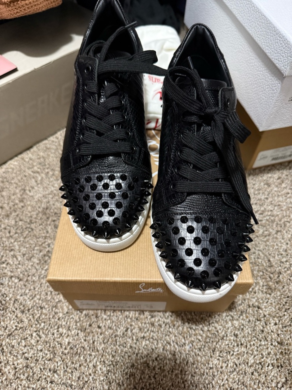Christian Louboutin Black Studded Low-Top Sneakers